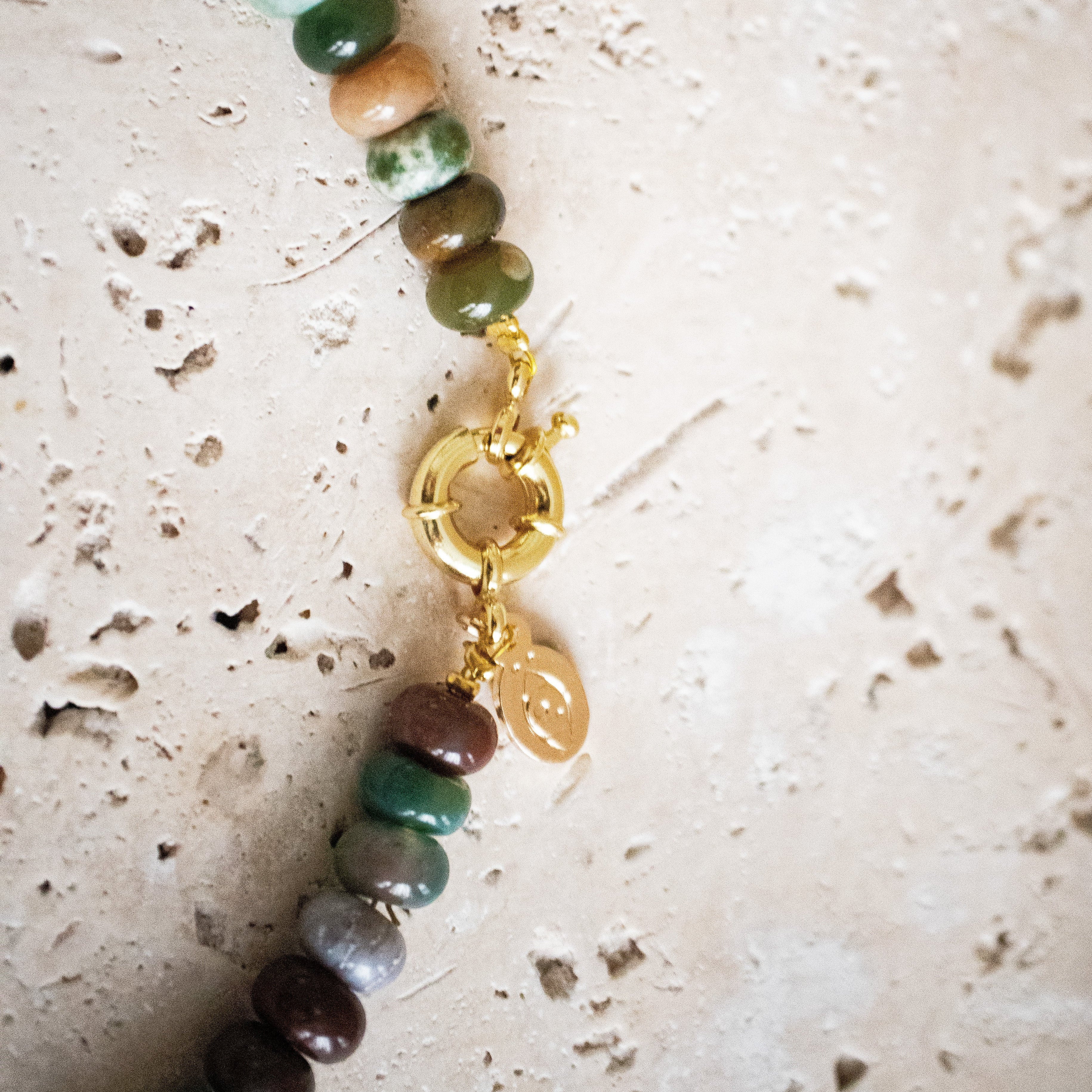 Perlenkette aus Indischem Achat mit großen Perlen – Sterling Silber Verschluss oder vergoldet - Nooe UG