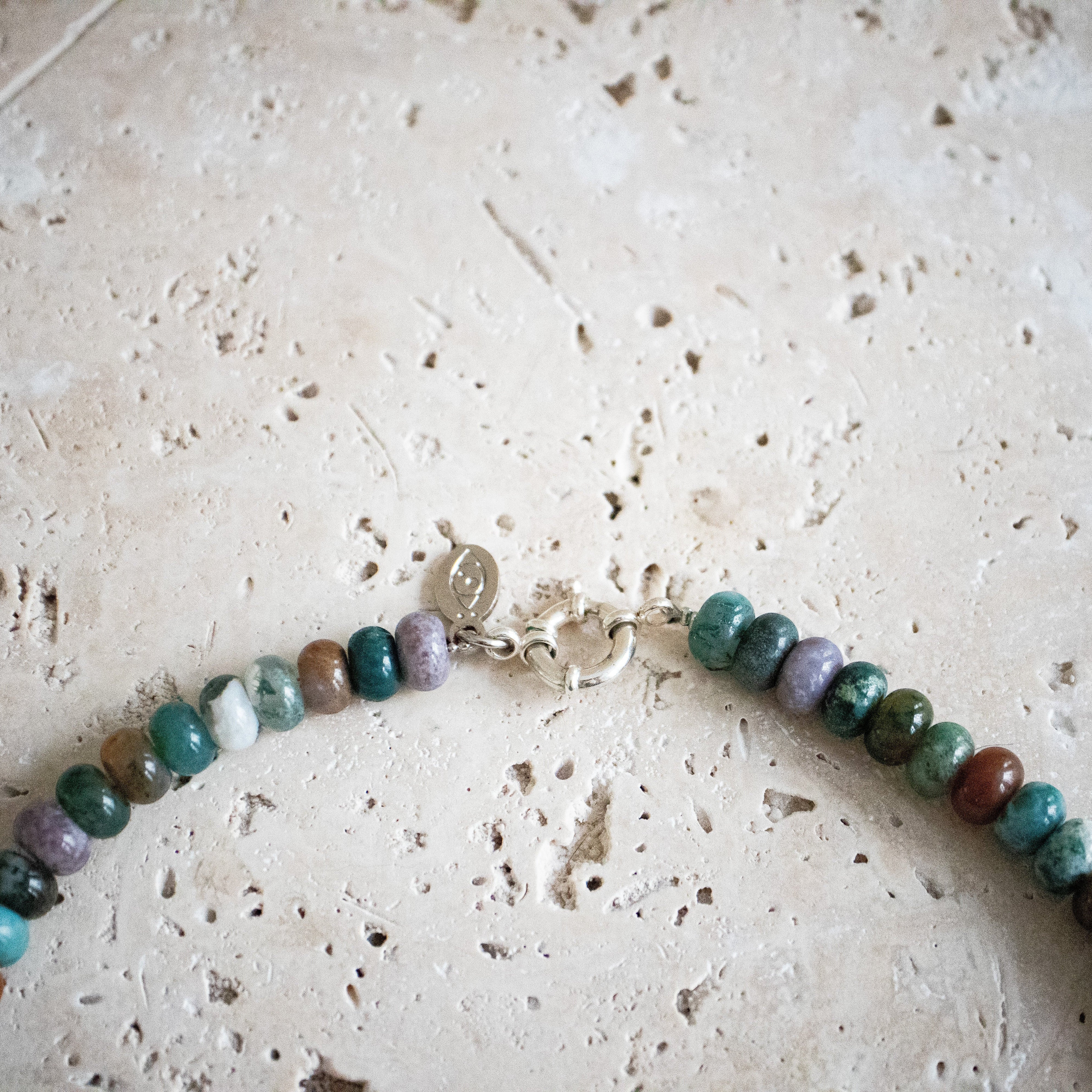 Perlenkette aus Indischem Achat mit großen Perlen – Sterling Silber Verschluss oder vergoldet - Nooe UG