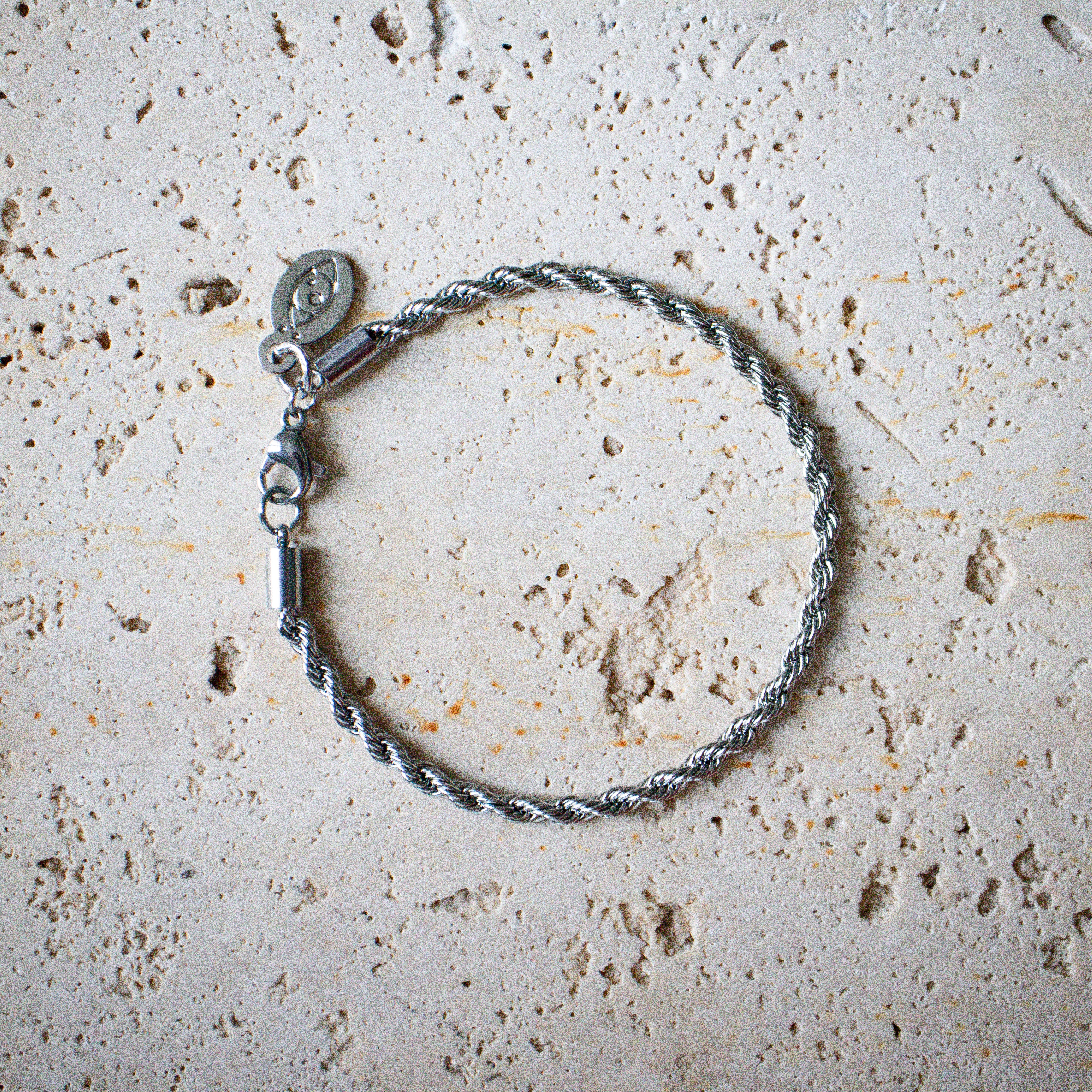 Zartes Seil-Armband aus Edelstahl, silber