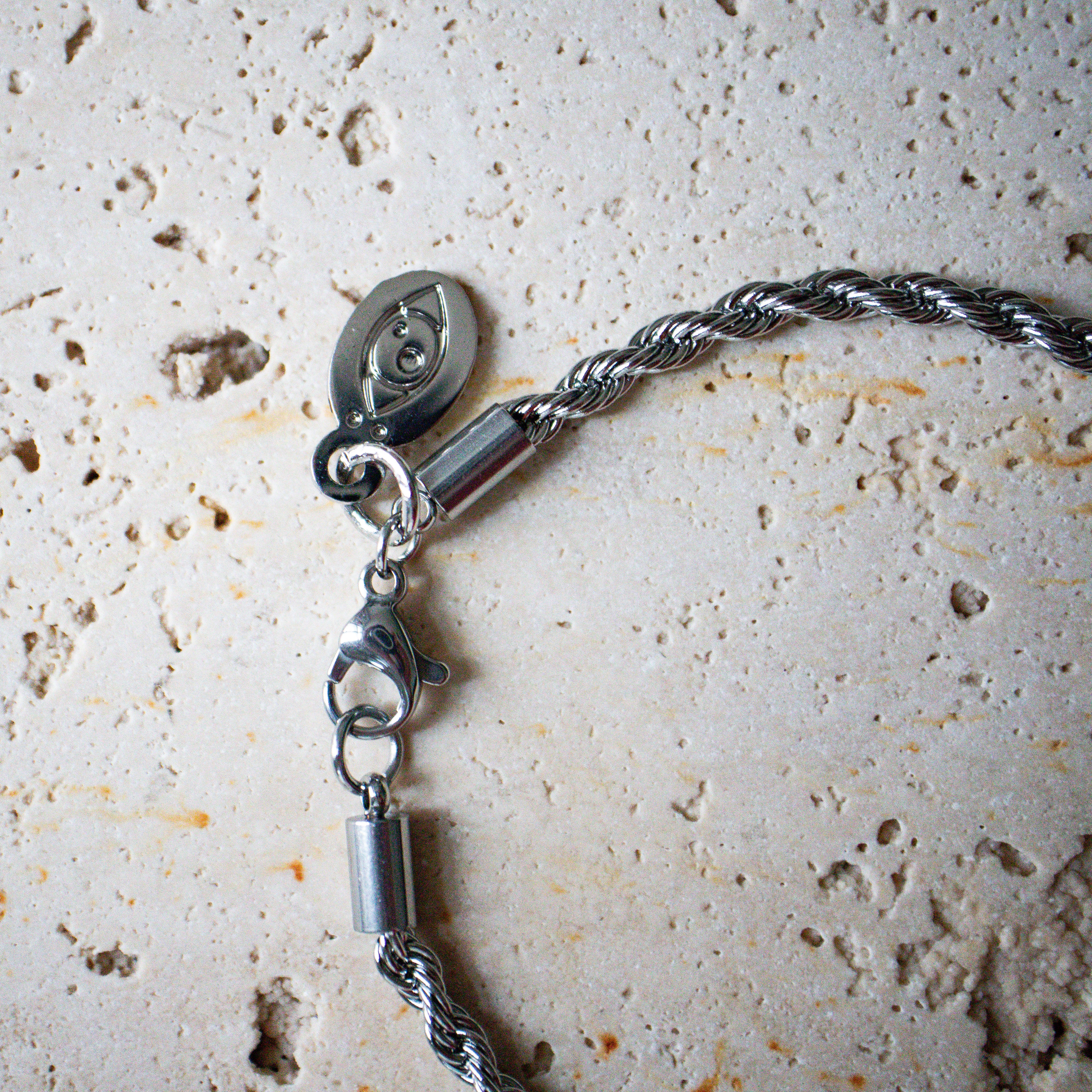 Zartes Seil-Armband aus Edelstahl, silber
