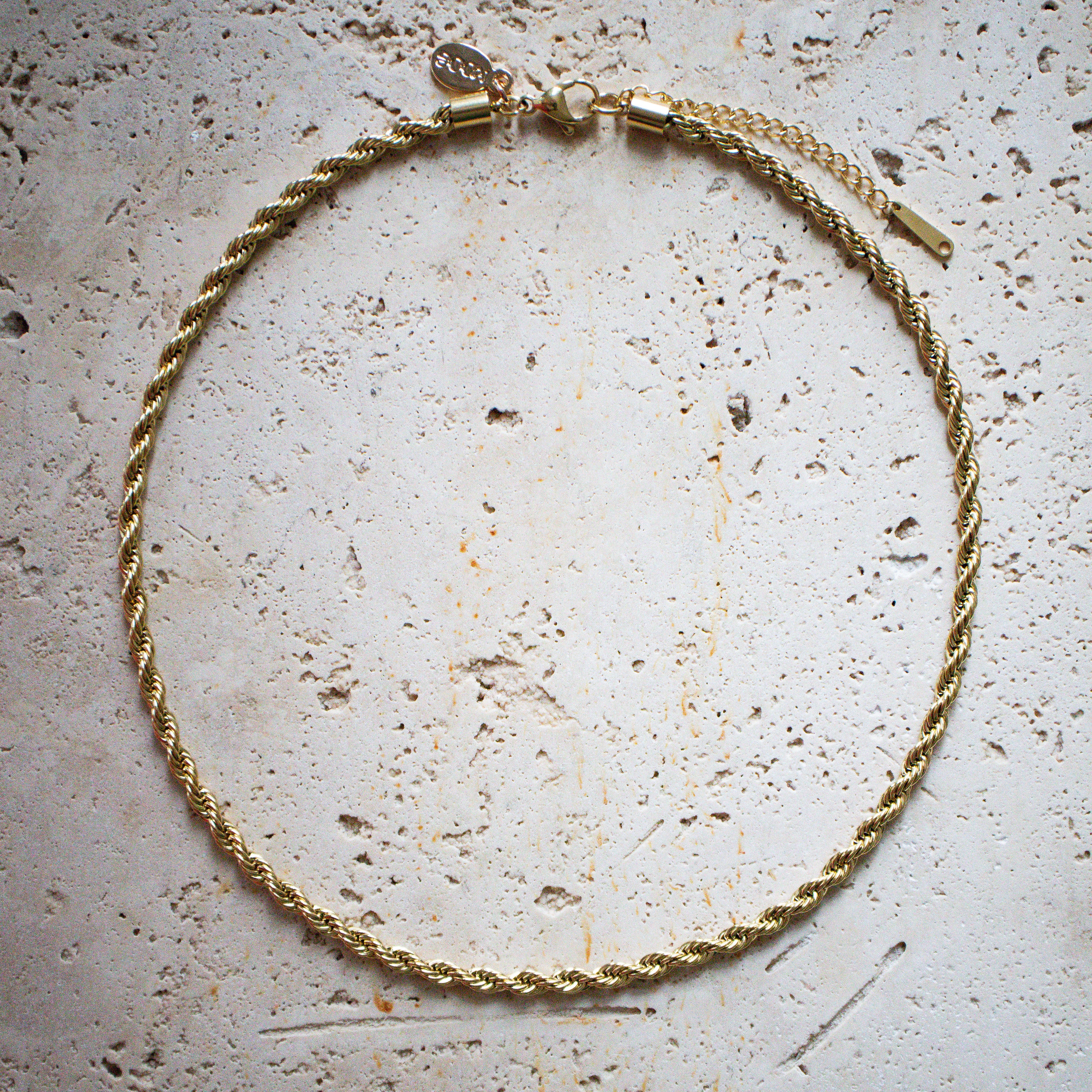 Twisted rope chain gold plated thick