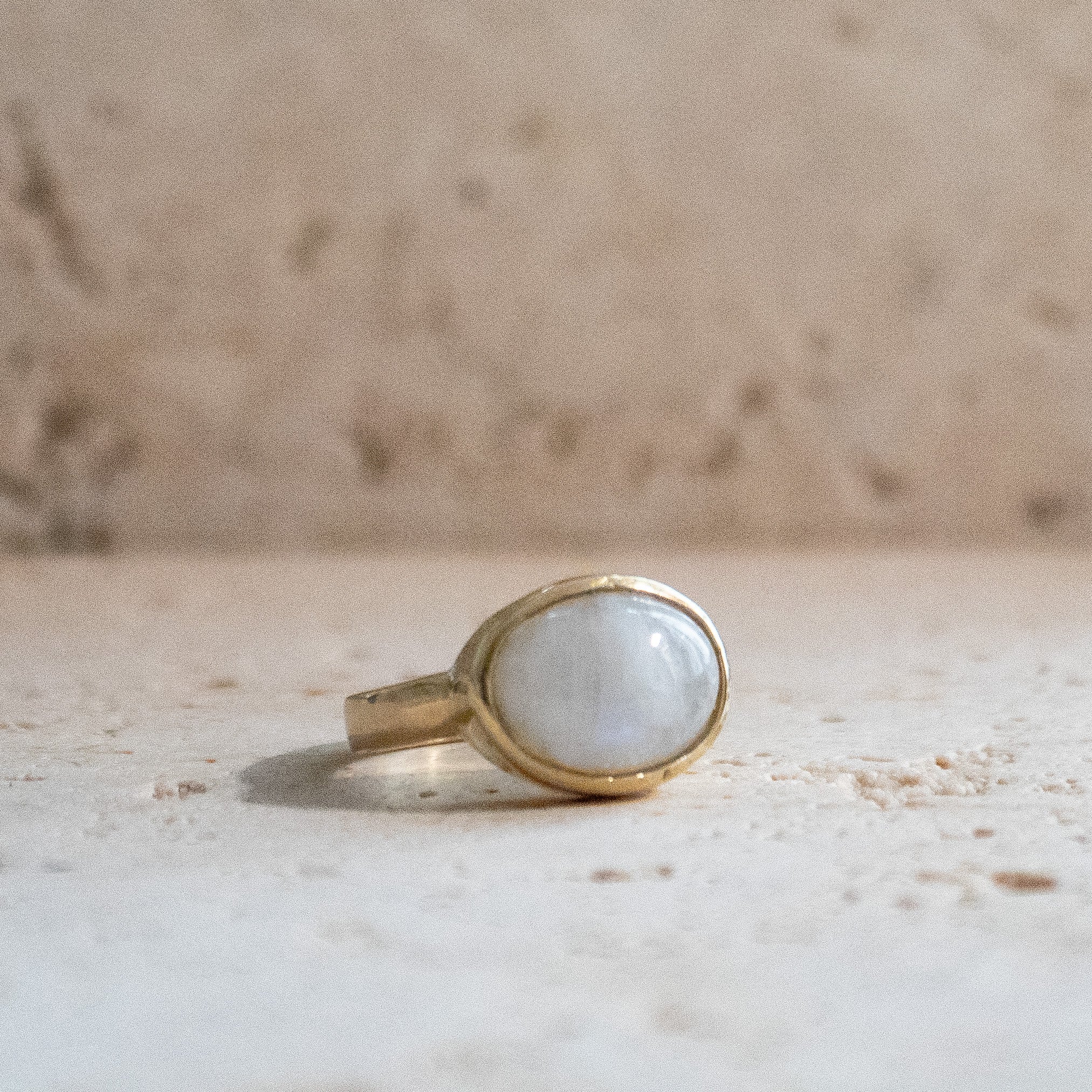 Large moonstone ring with oval stone gold