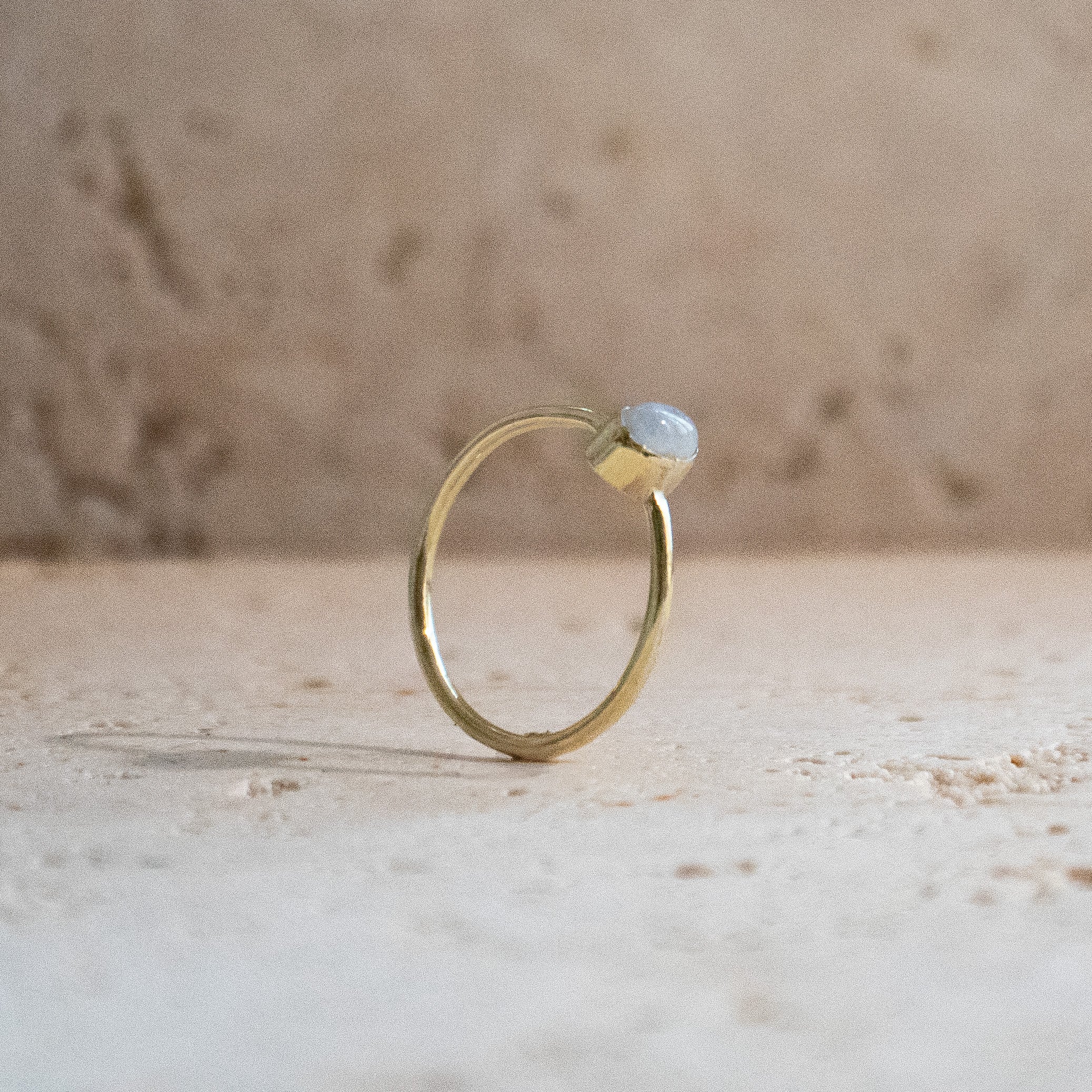 White oval dainty moonstone ring