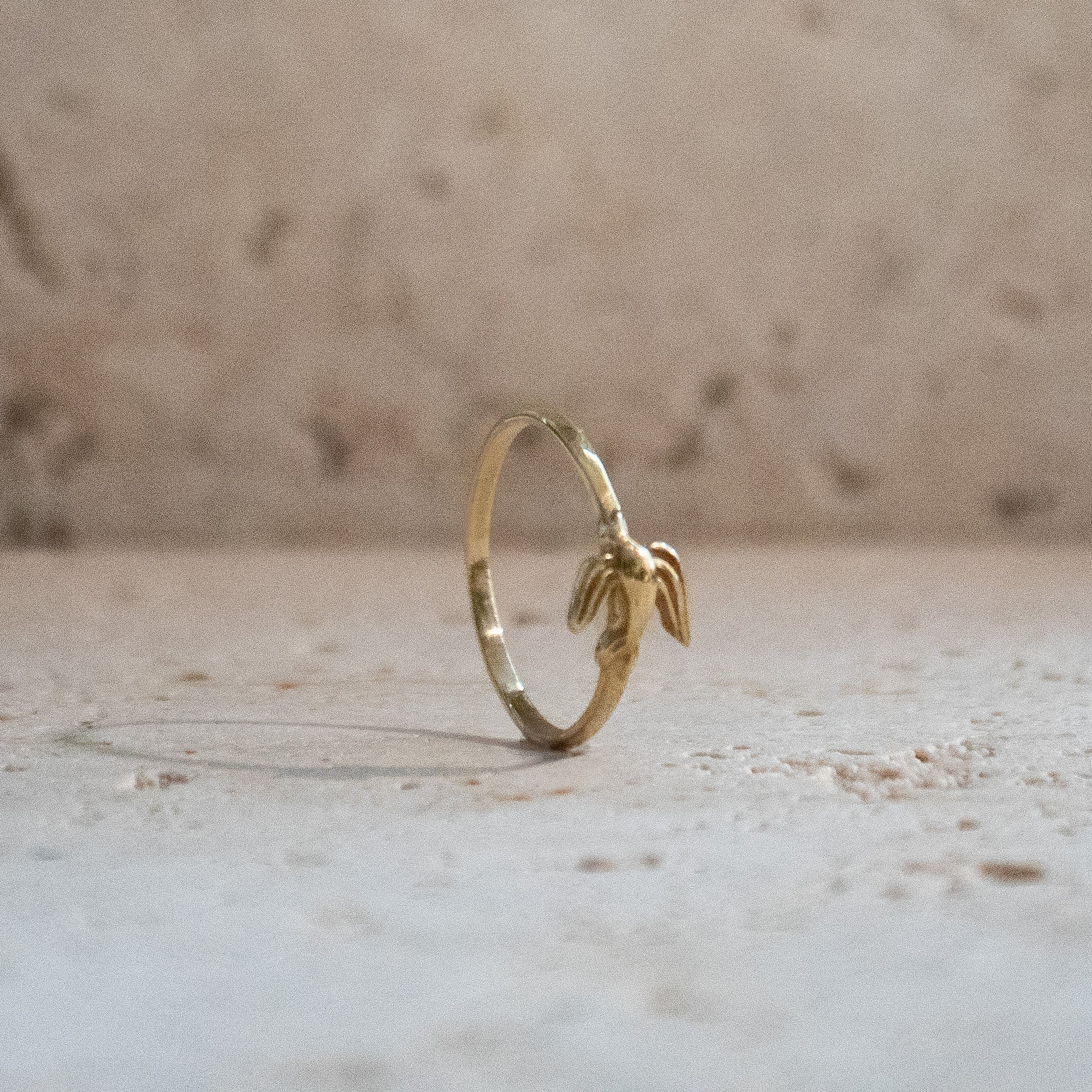 Bague oiseau hirondelle paix or fait main