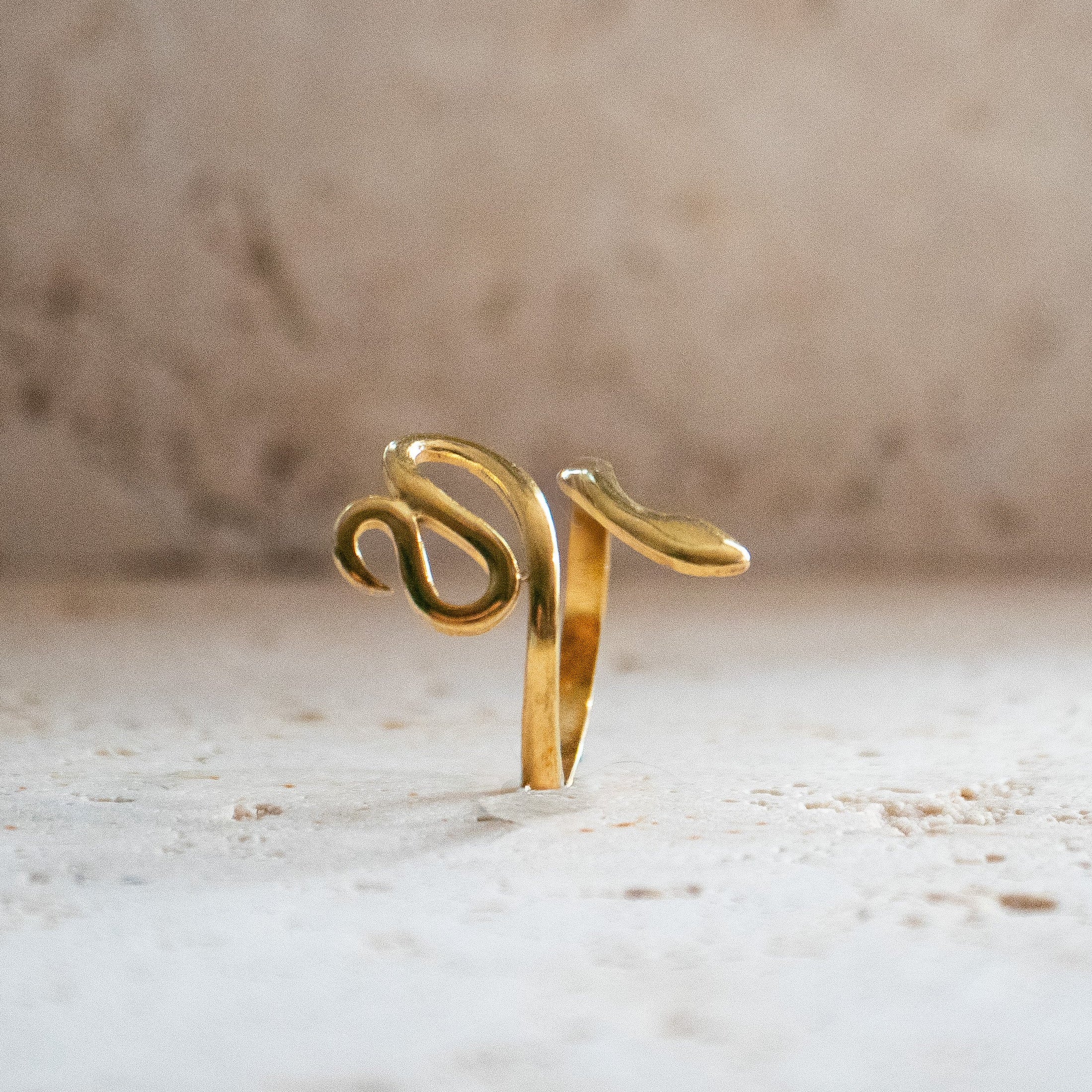 Bague serpent plaquée or large réglable