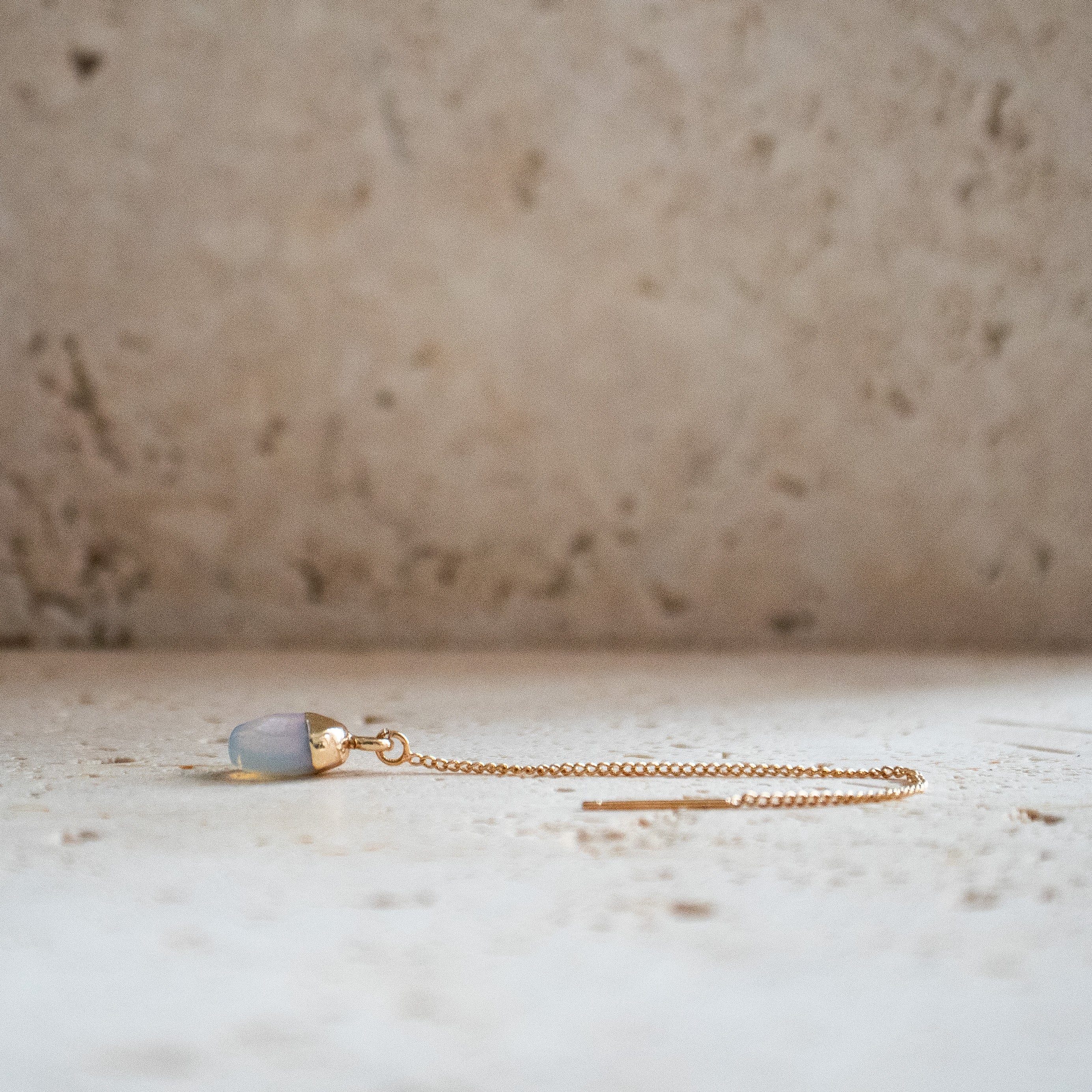 Earring threader with opalite gemstone gold plated teardrop