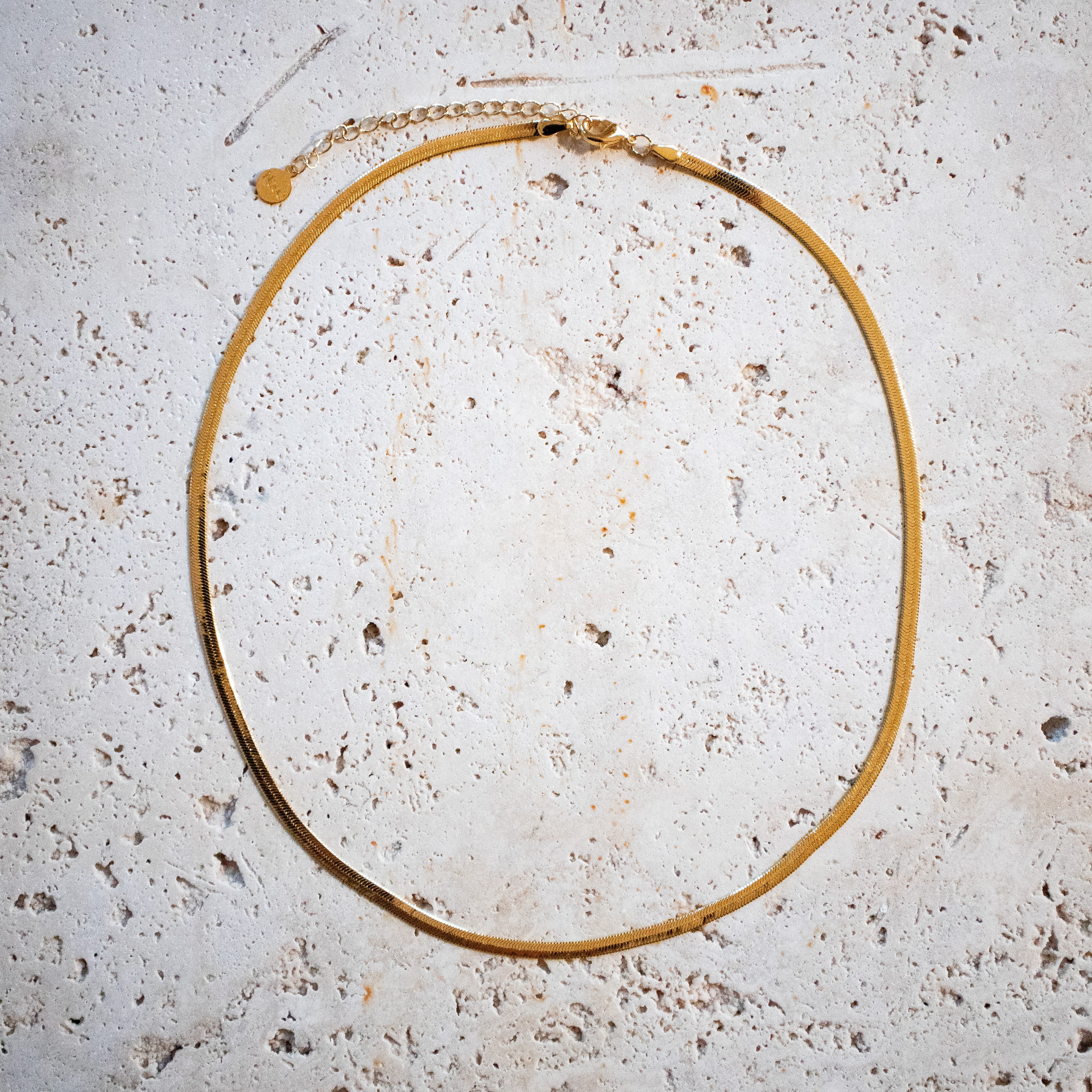 Herringbone Fischgrät Kette vergoldet - Halskette Layering