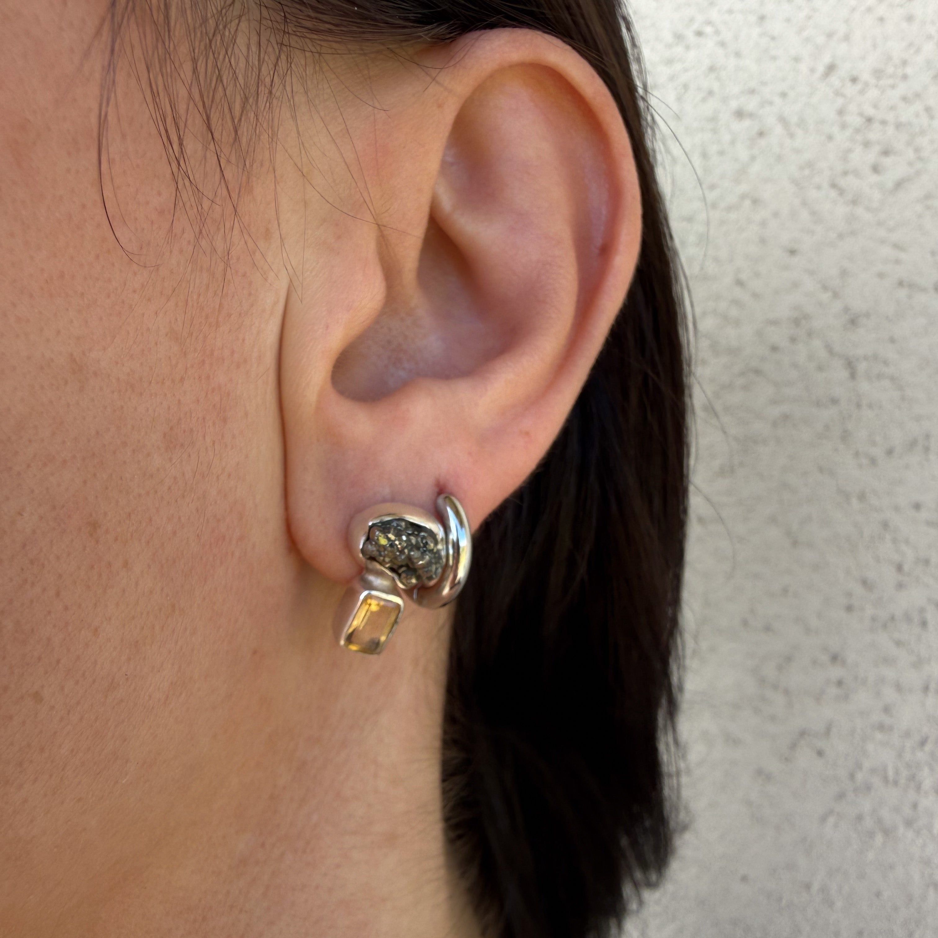 Pyrit & Lemonquarz Stecker – 925 Sterling Silber | NOOE Berlin