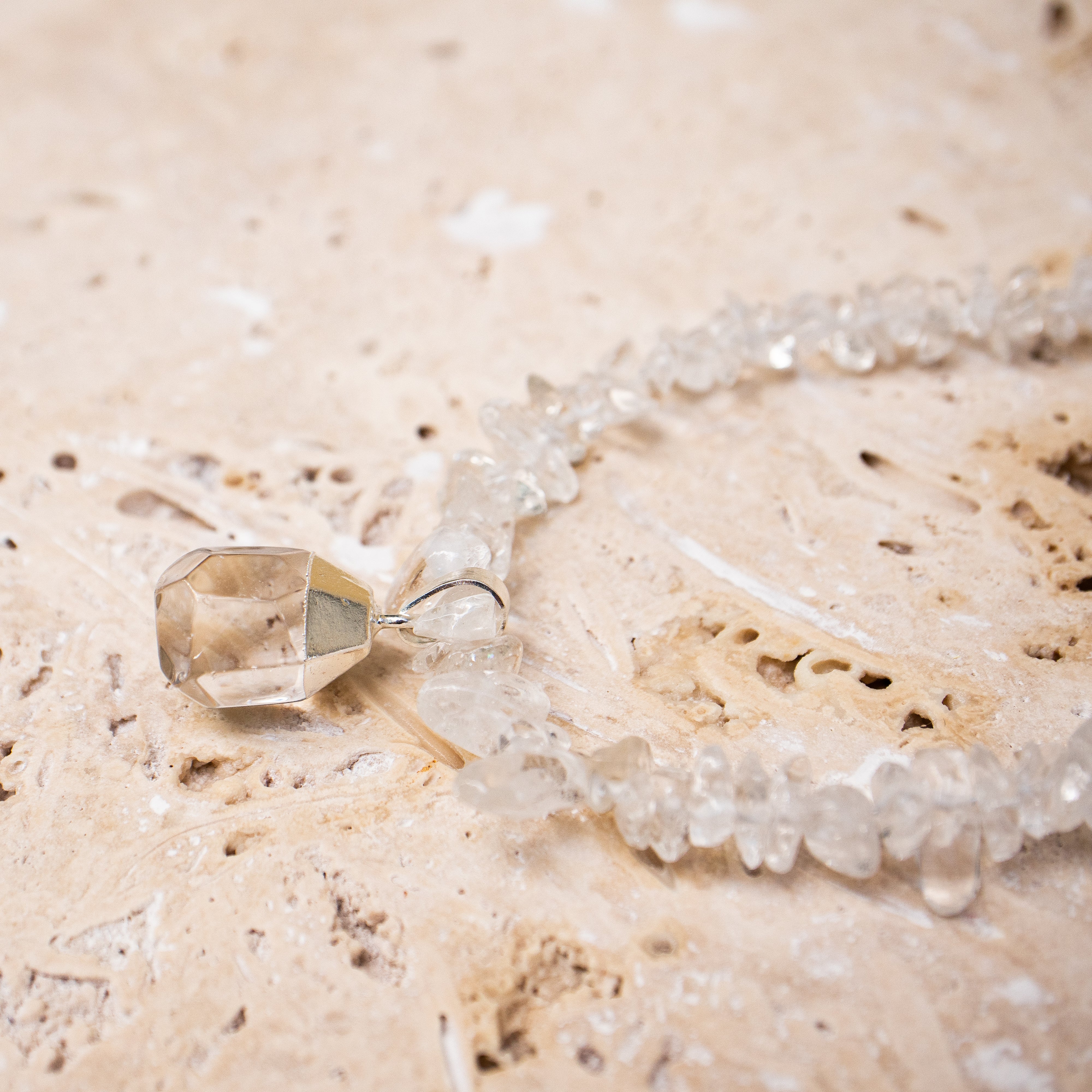 Statement pearl necklace made of rock crystal - necklace made of quartz handmade with pendant silver