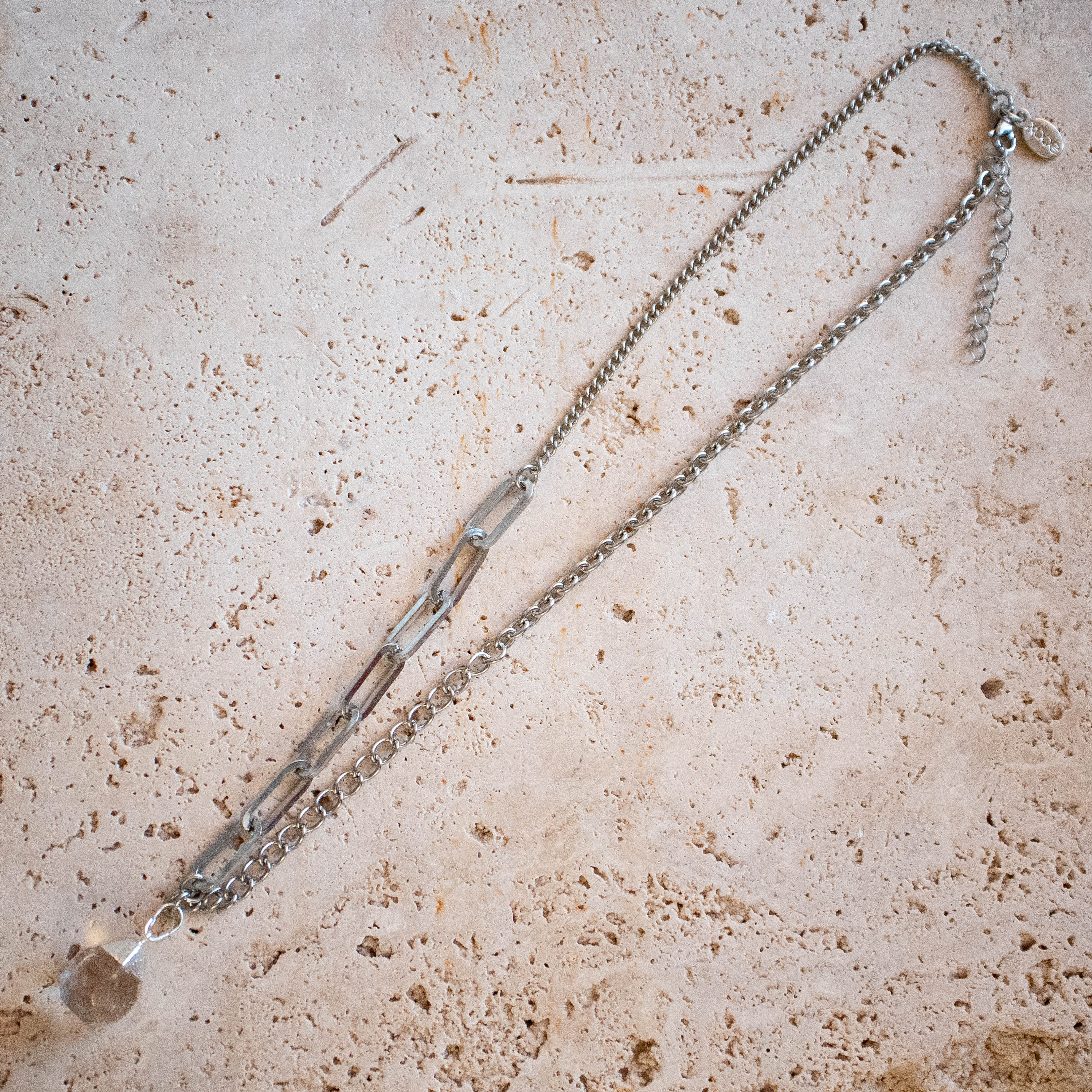 Edelstahl Statement Kette mit Begkristall Anhänger - Nooe UG