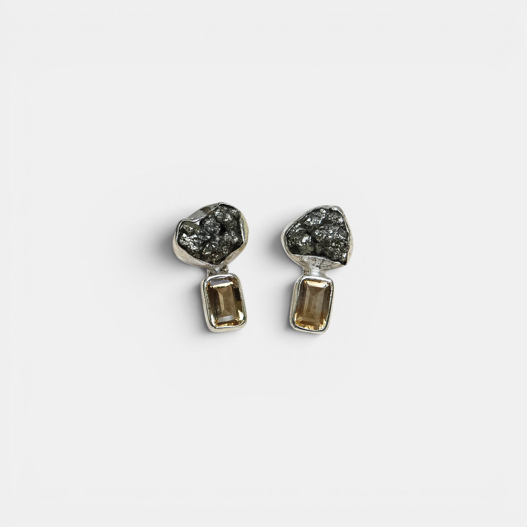 Pyrit & Lemonquarz Stecker – 925 Sterling Silber | NOOE Berlin