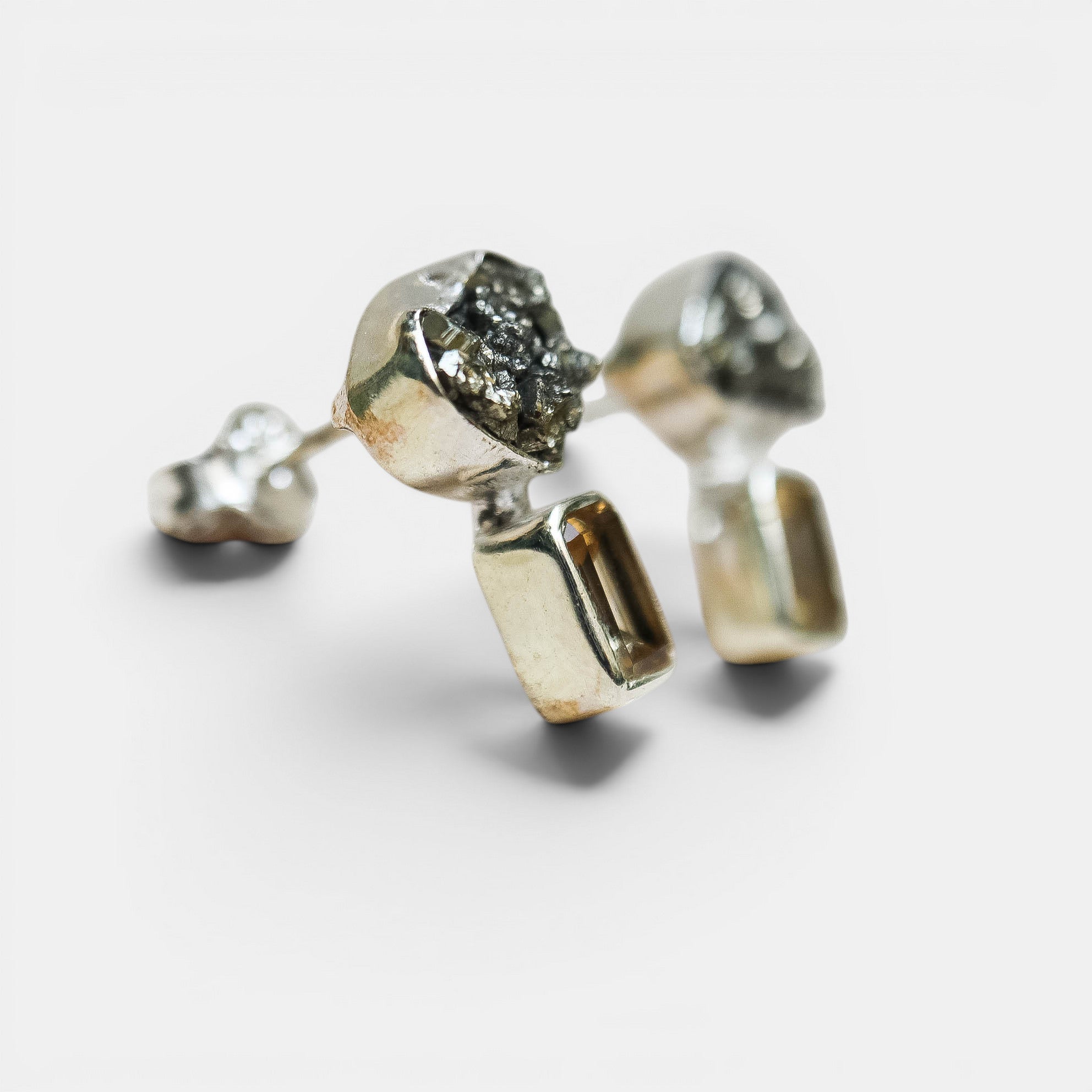 Pyrit & Lemonquarz Stecker – 925 Sterling Silber | NOOE Berlin