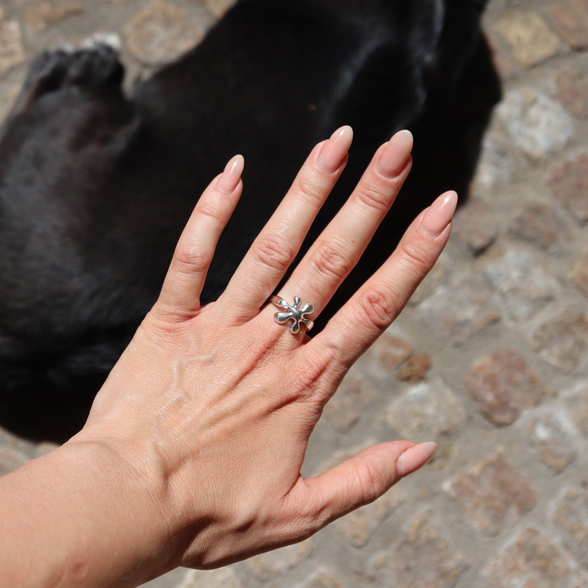 Tintenklecks Blumen Ring Silber | NOOE Berlin