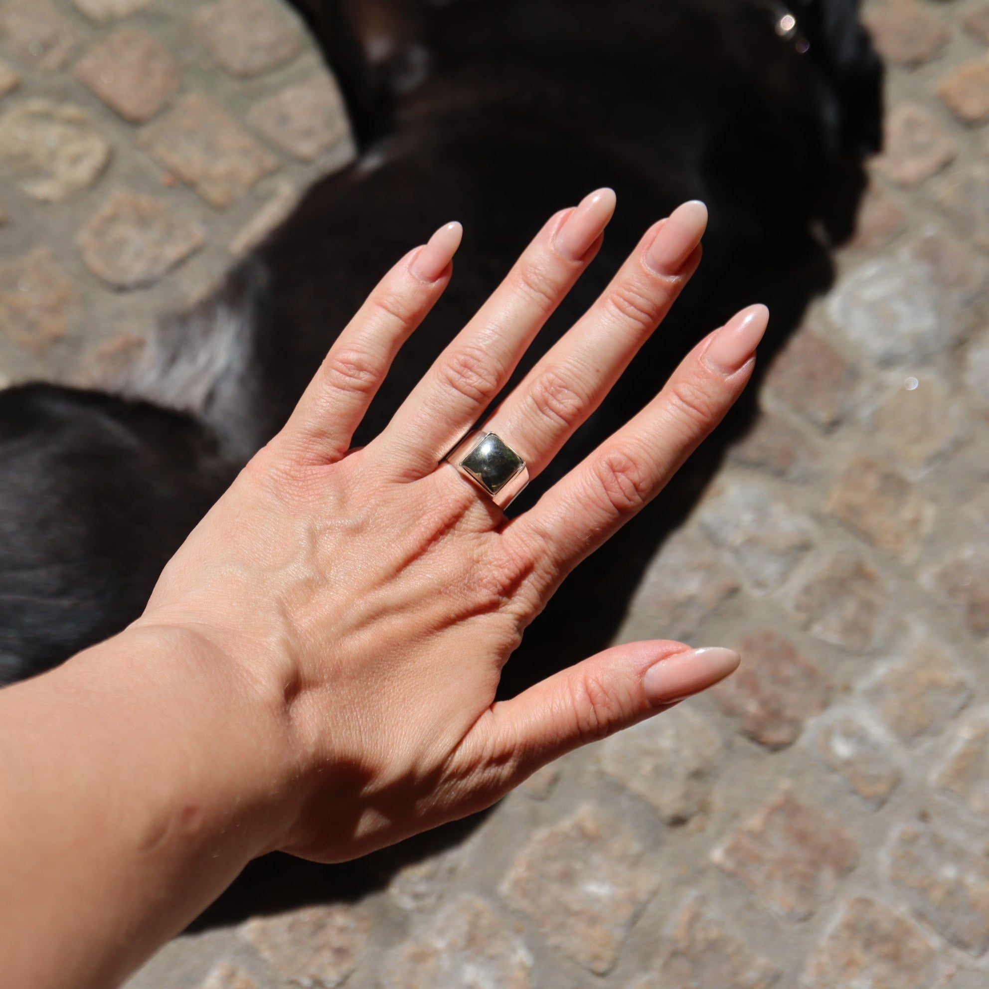 Siegelring – Pyrit Eckig, 925 Sterling Silber | NOOE Berlin