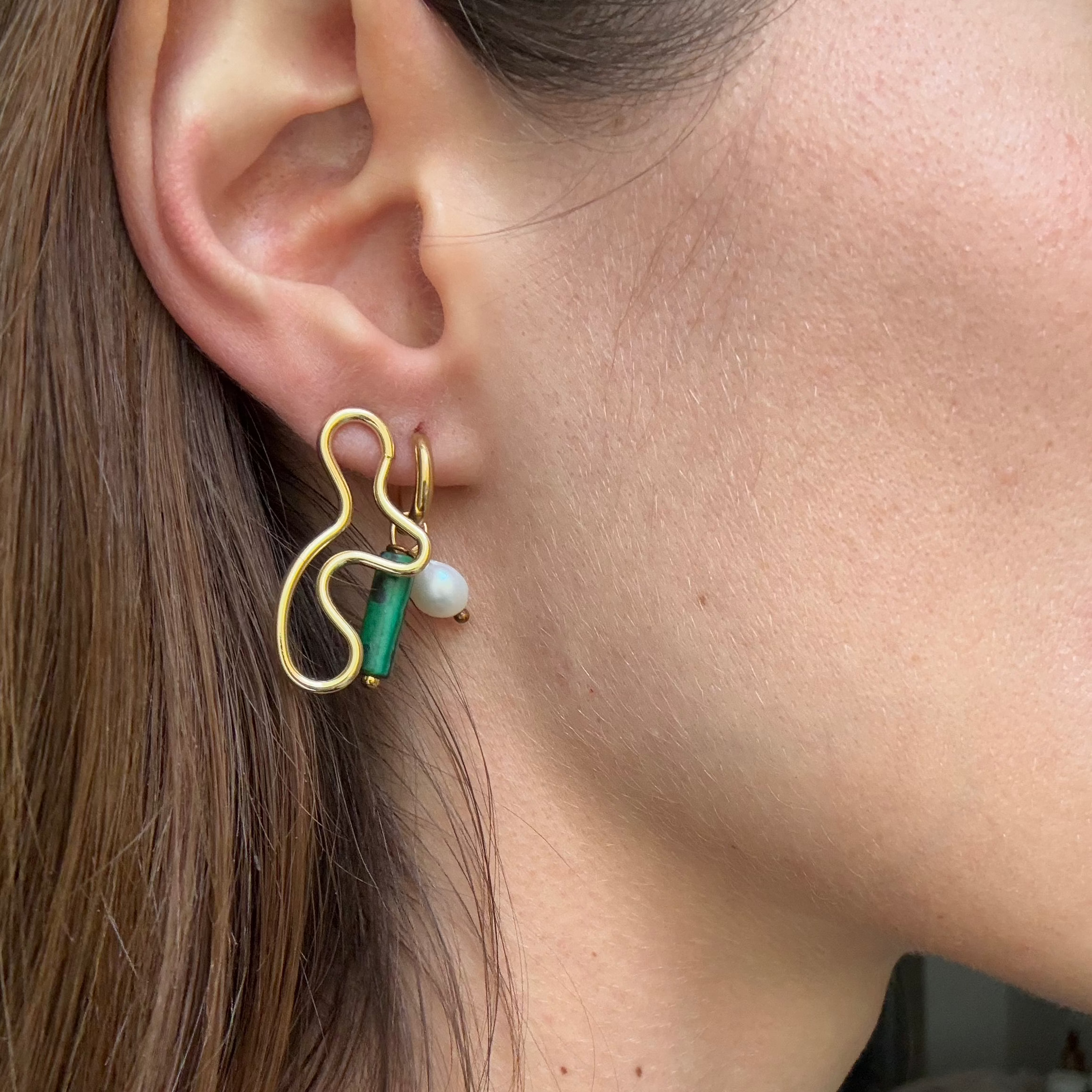 Drippy earrings organic shape gold plated drops gold