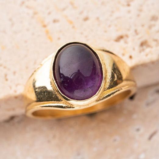 Siegelring mit Amethyst gold handgemacht - NooeBerlin