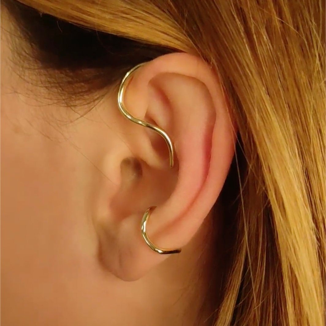 Ear cuff Manschette vergoldet gold unregelmäßig Elfe no piercing