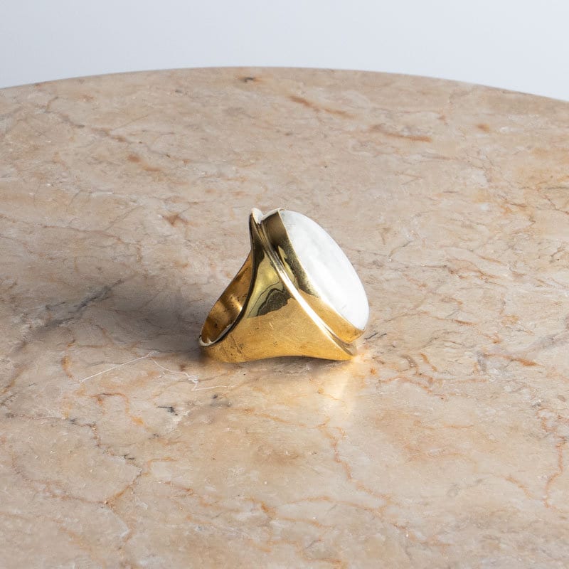 Großer Mondsteinring gold ovaler Stein gold Größe 62