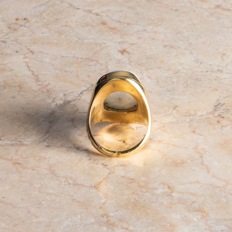 Großer Mondsteinring gold ovaler Stein gold Größe 62