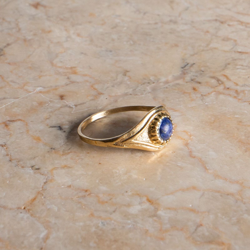 Talisman Böser Blick Schutz Augen Ring gold Lapis Lazuli