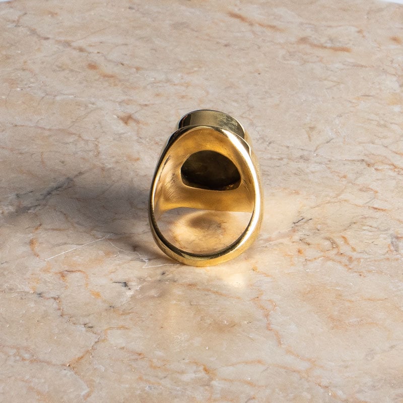 Großer Labradorit Ring mit ovalem Stein Größe 65