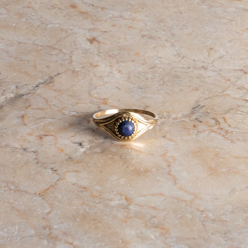 Talisman Böser Blick Schutz Augen Ring gold Lapis Lazuli