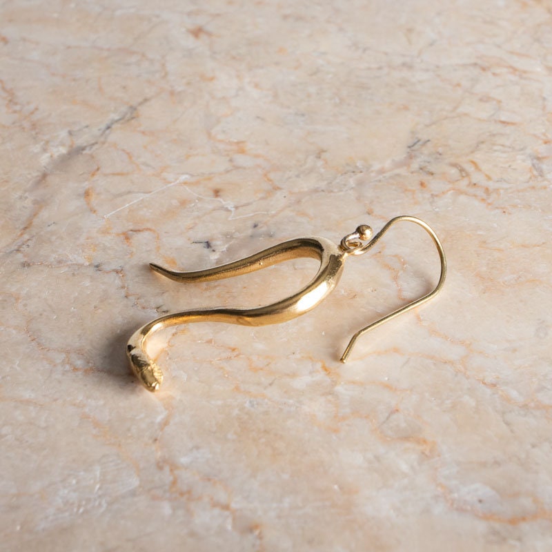 Schlange Hängeohrringe 3 cm gold handgemacht Tier