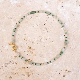 Perlenkette grüne Jade und Malachit Edelsteine gold oder silber handgemacht