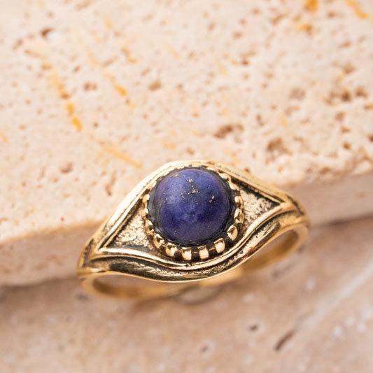 Talisman Böser Blick Schutz Augen Ring gold Lapis Lazuli