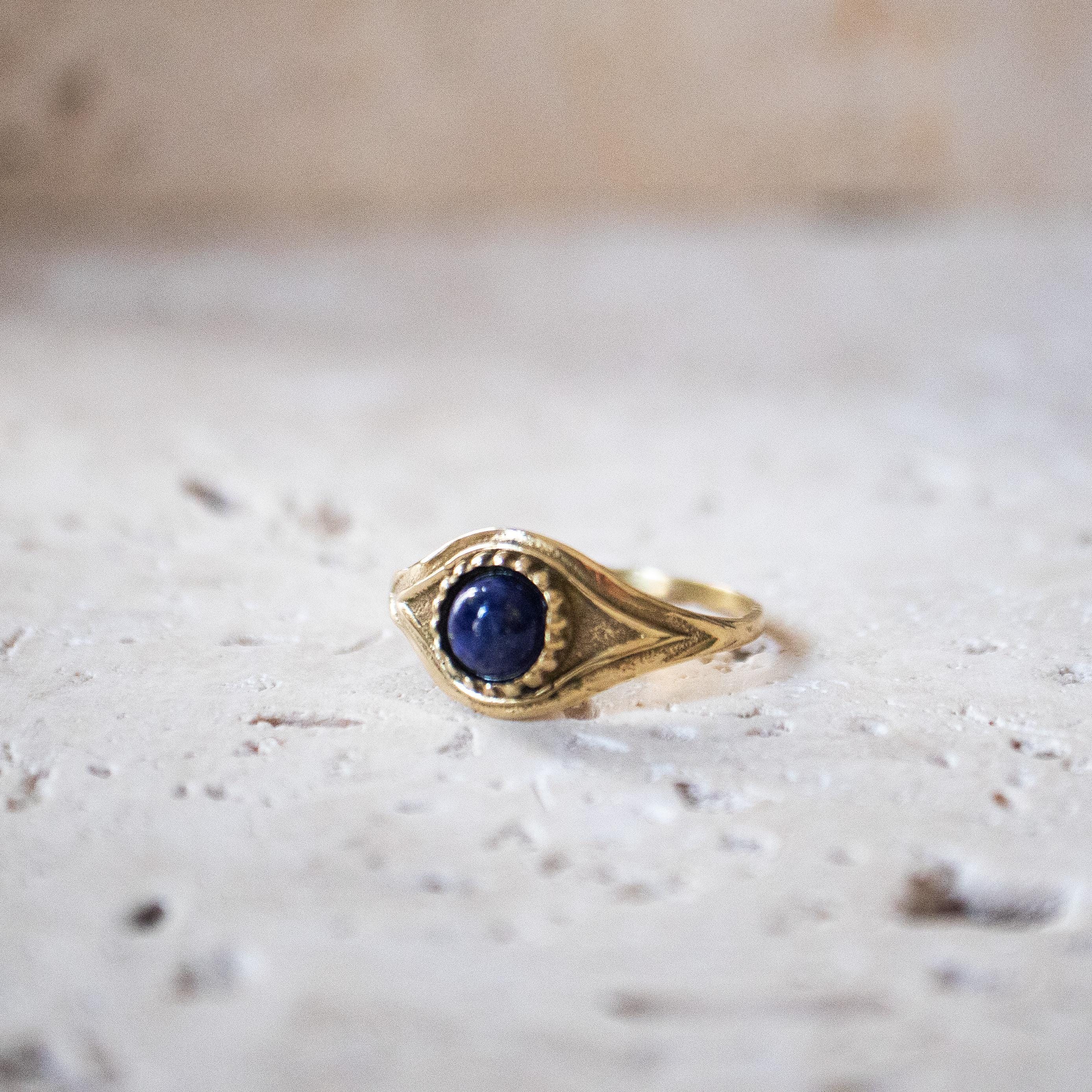 Talisman Böser Blick Schutz Augen Ring gold Lapis Lazuli