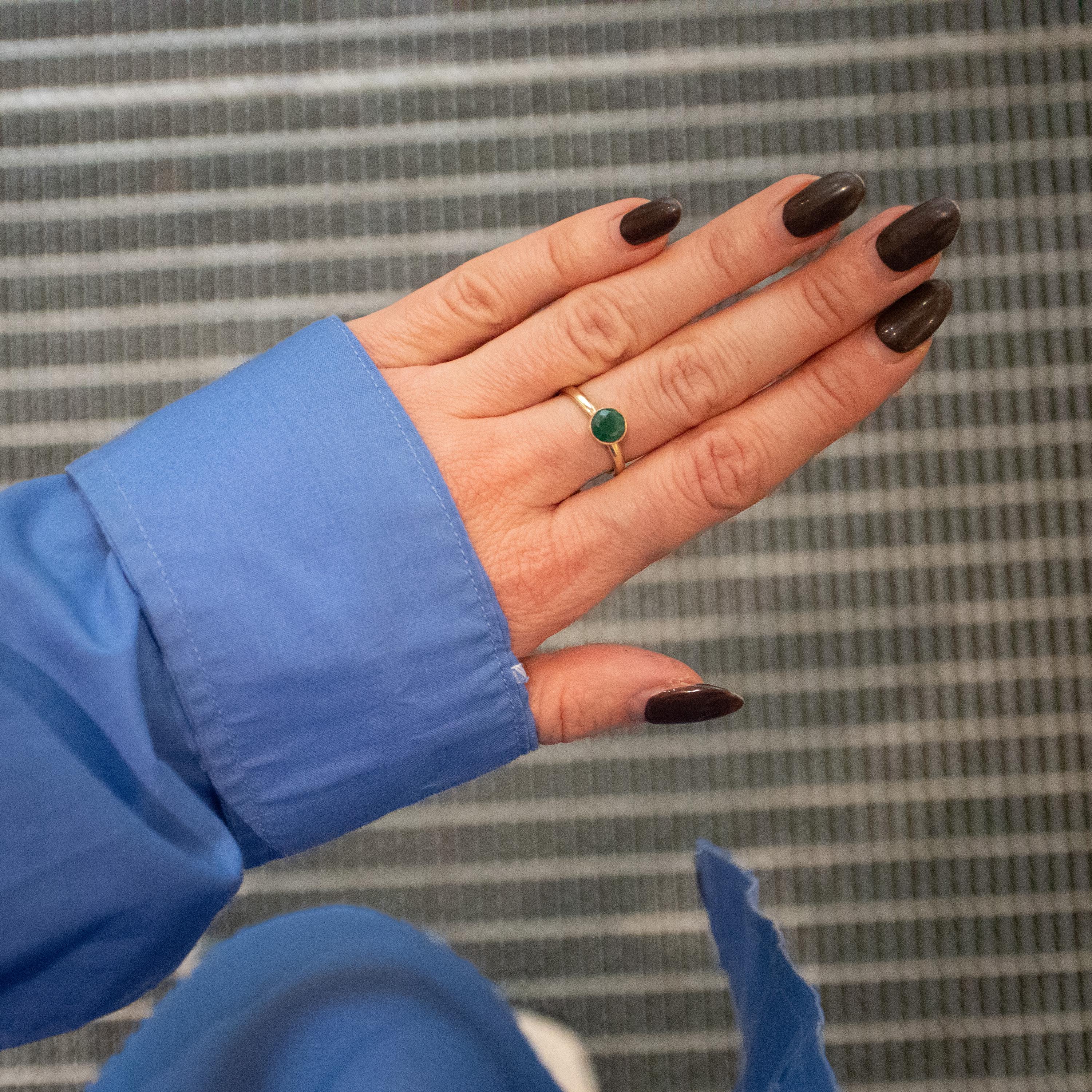 Emerald Quarz Ring rund geschliffen gold handgemacht