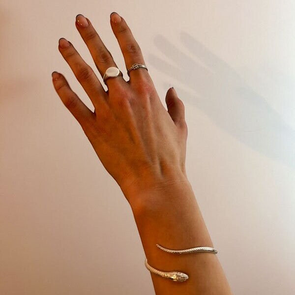 Armreif Schlange aus Messing gold offen handgemacht
