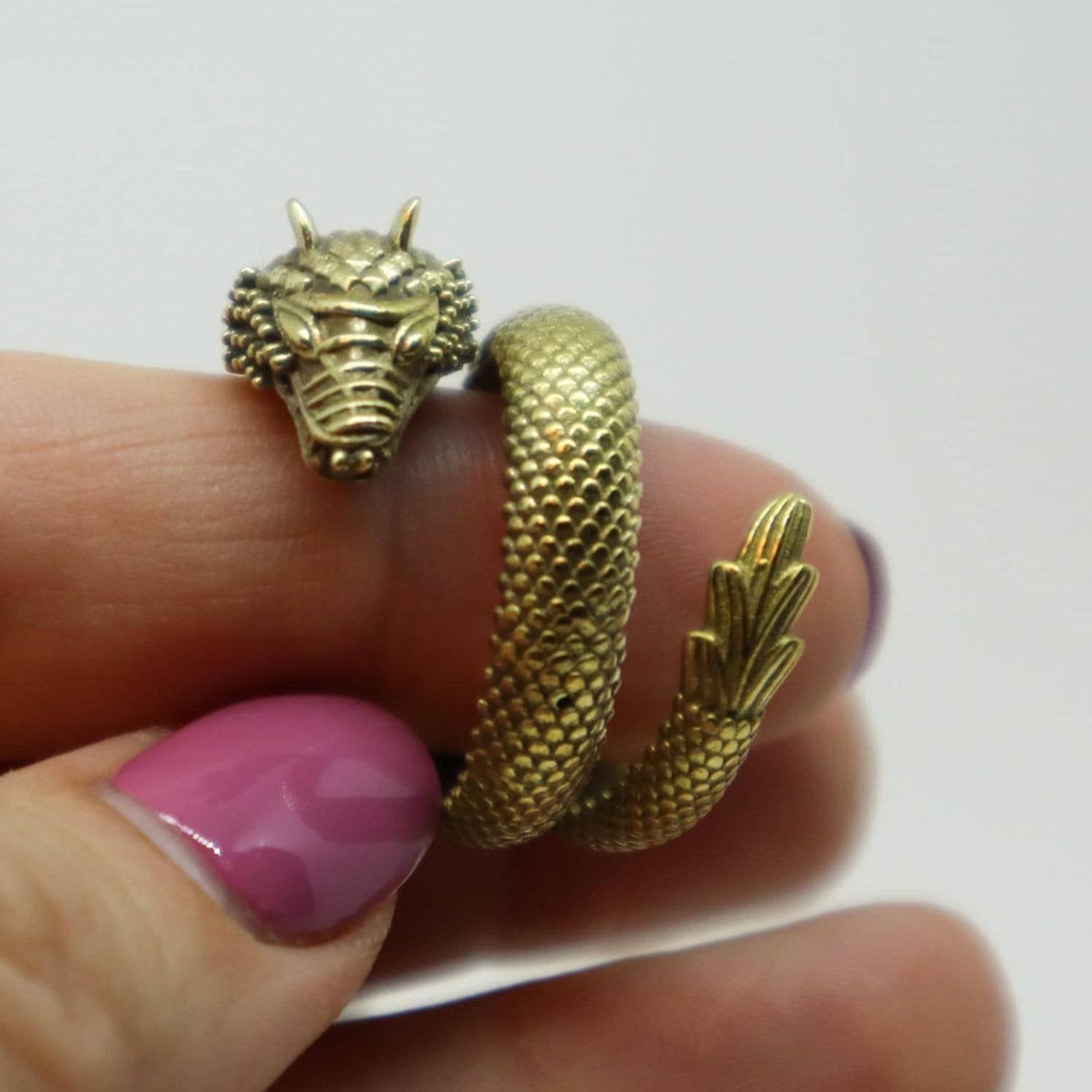 Drachen Ring aus Messing Fantasy handgemacht - NooeBerlin