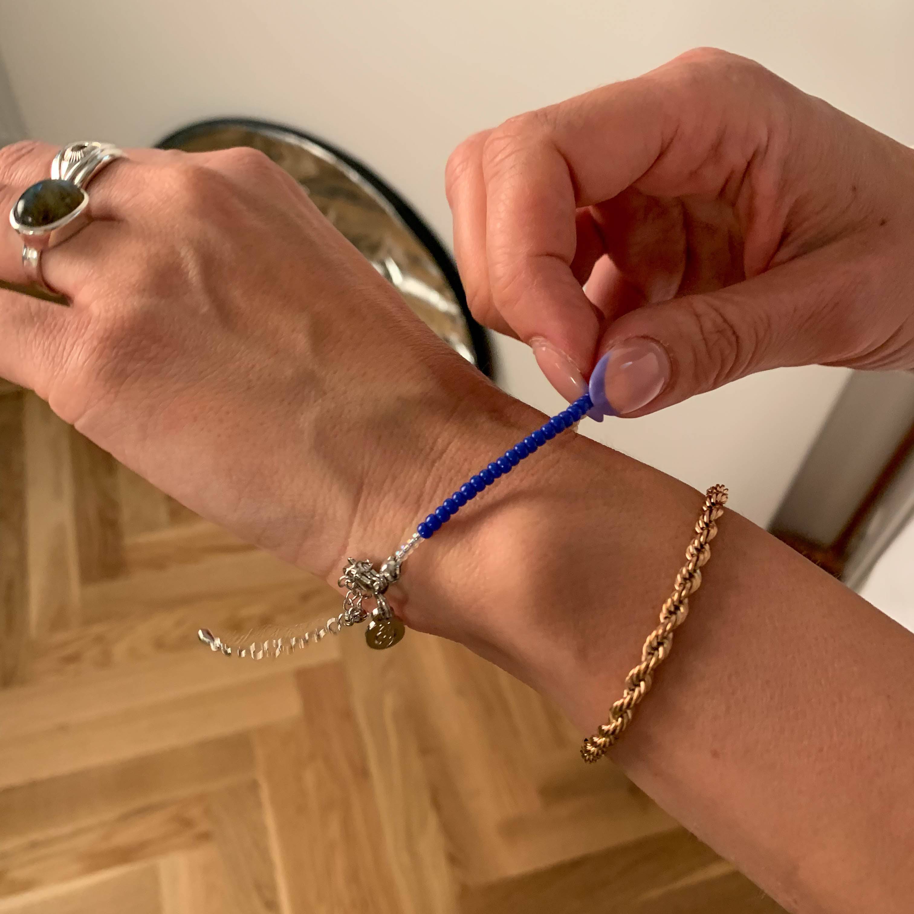 Armband Süßwasserperlen royalblau silber handgemacht - NooeBerlin