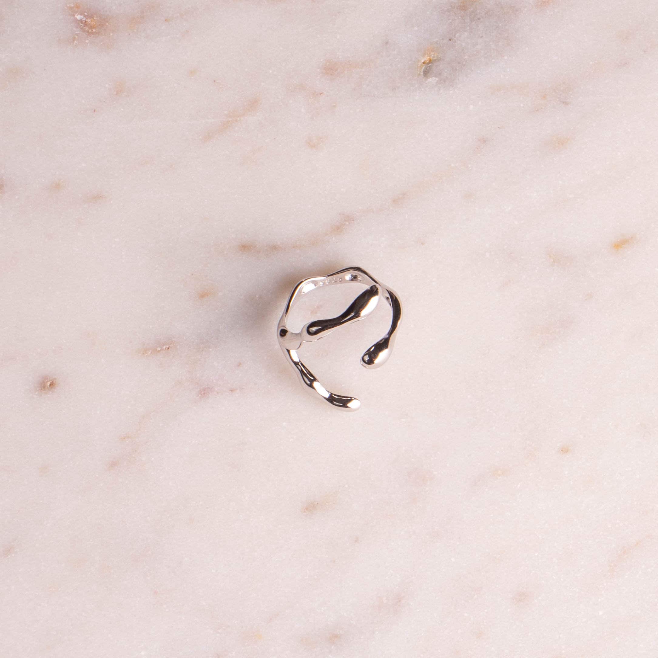 Silberring drippy Ring asymmetrisch silber handgemacht aus 925 Sterling Silber verstellbar - NooeBerlin