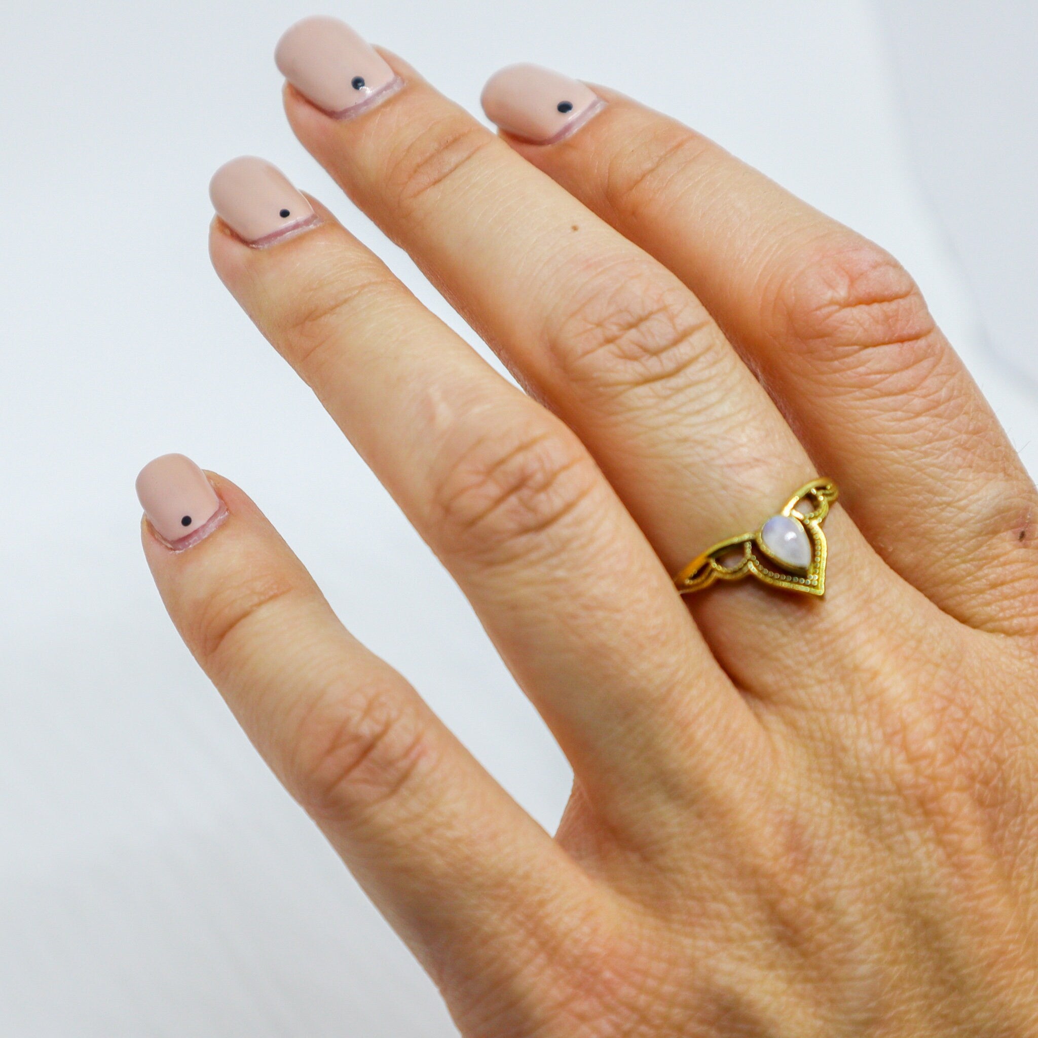 Tiara Kronen Ring mit Mondstein Spitze gold handgemacht