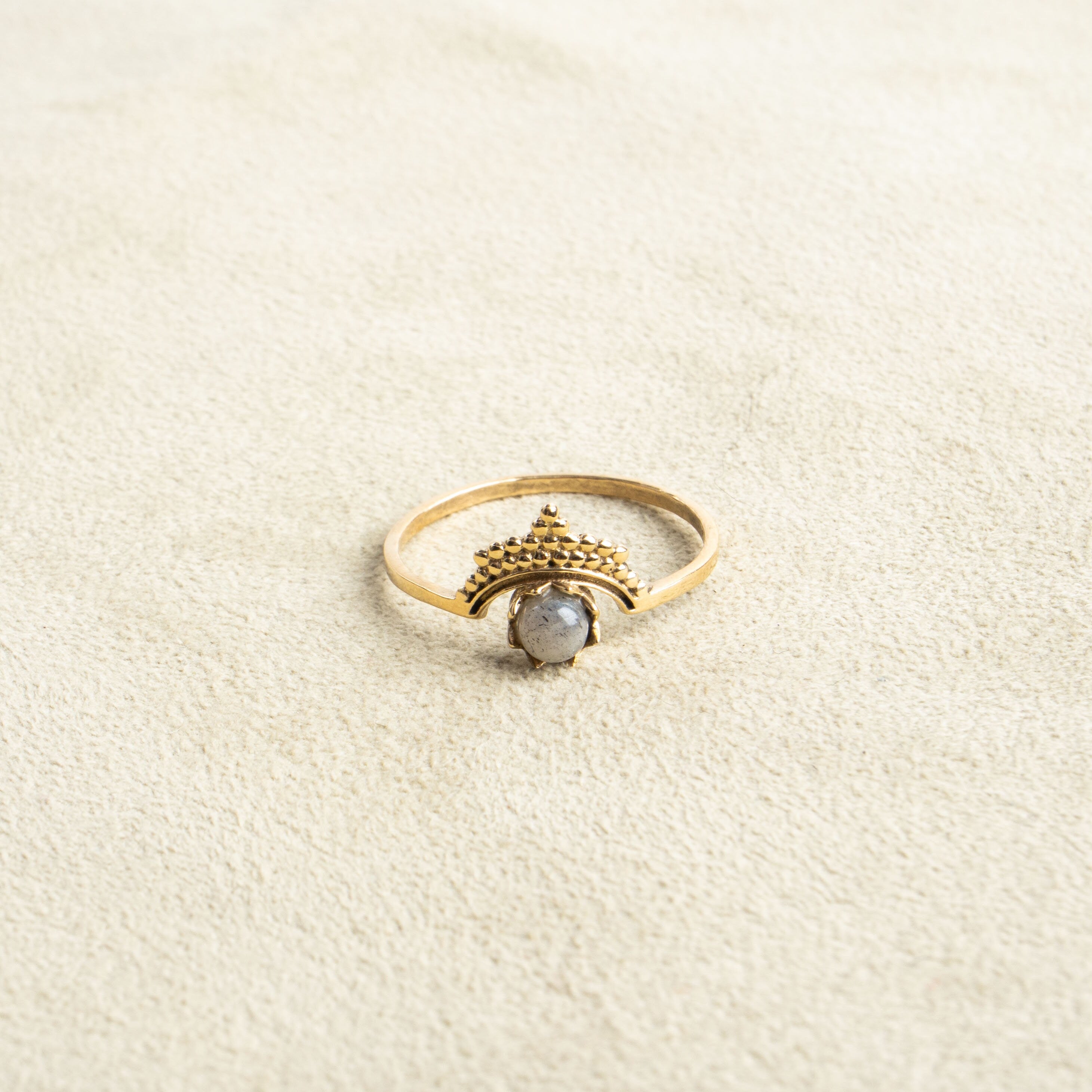 Tiara Kronen Ring mit Labradorit handgemacht