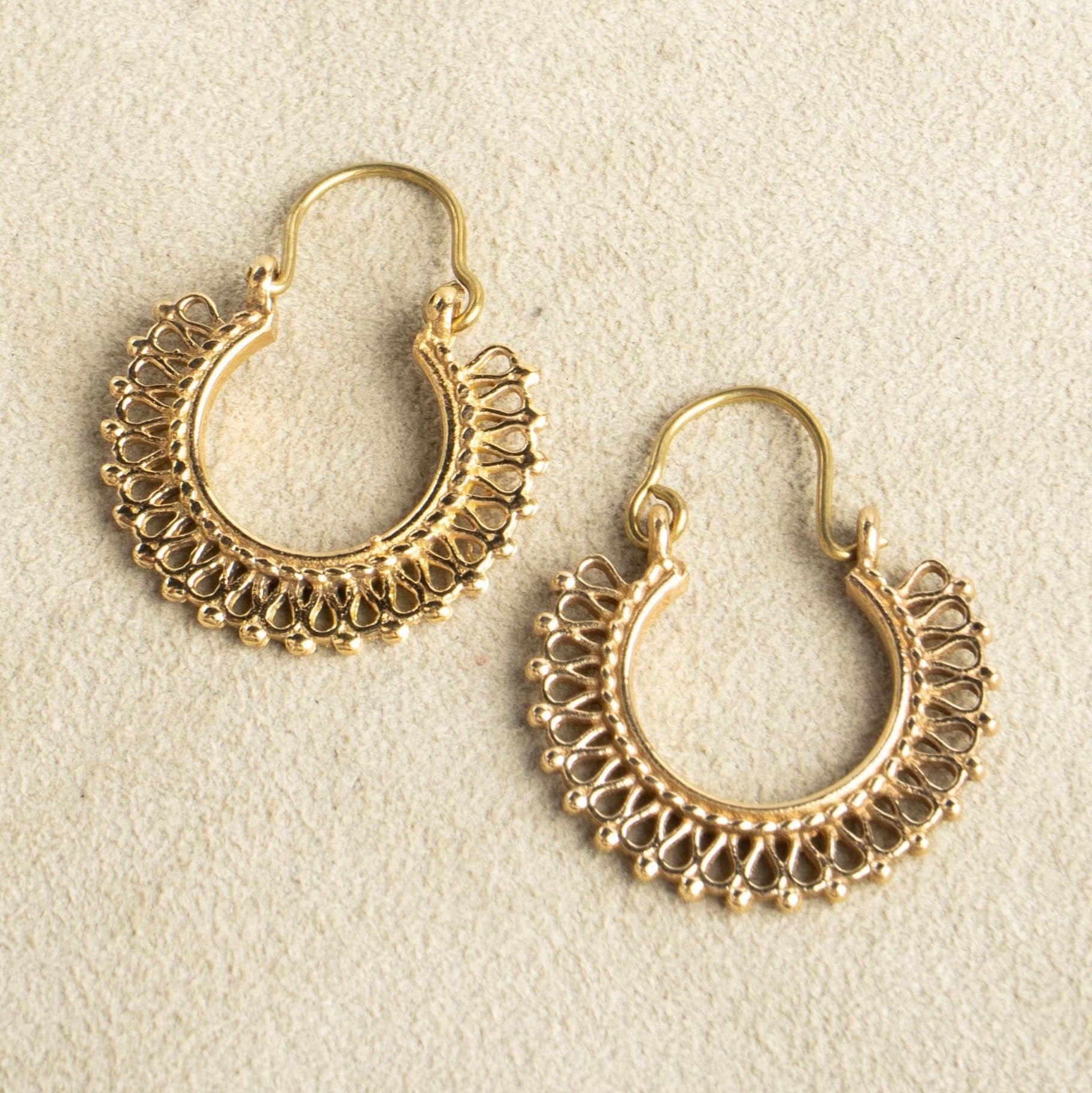 Boho hoop earrings gold 2.5 cm handmade