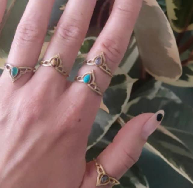 Tiara Kronen Ring mit Amethyst Spitze gold handgemacht