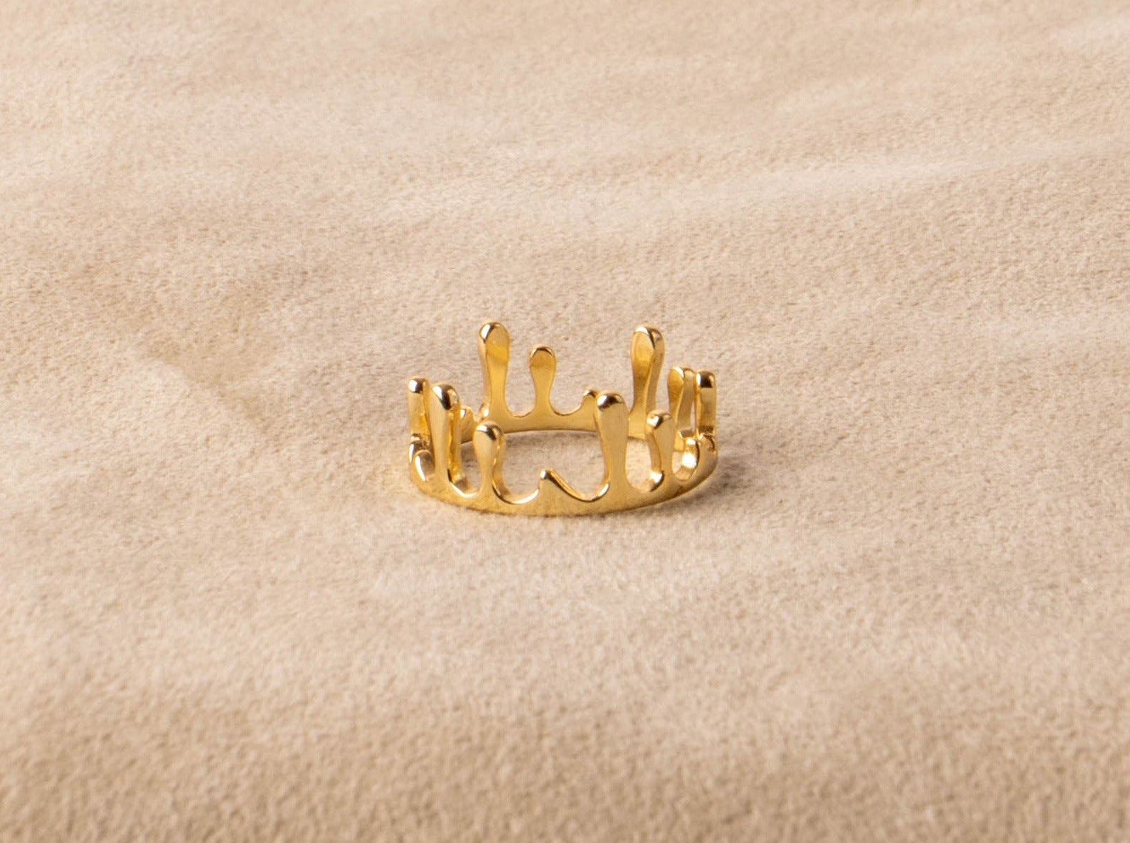 Feiner Goldring drippy Ring vergoldet handgemacht aus 925 Sterling Silber verstellbar